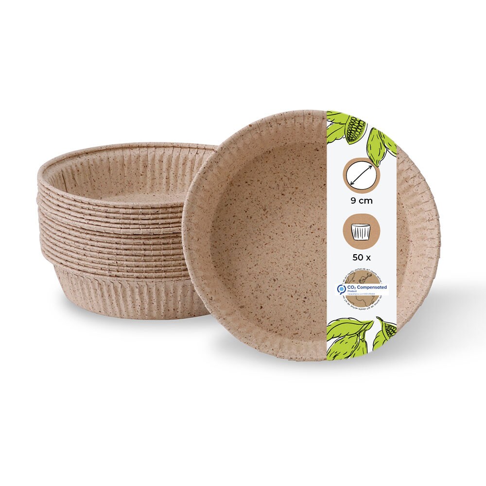 BIOZOYG 50 Stück Minikuchenform ? 9 cm Backform, Einwegform, Kuchenform - Kompostierbar, Umweltfreundlich, Rund, Perfekt für Minikuchen