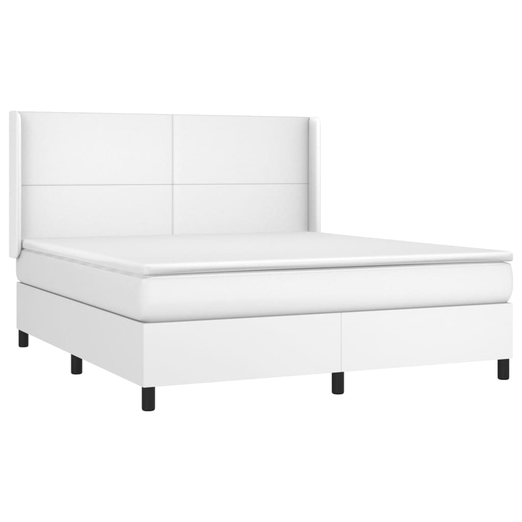 vidaXL Boxspringbett mit Matratze & LED Weiß 180x200 cm Kunstleder