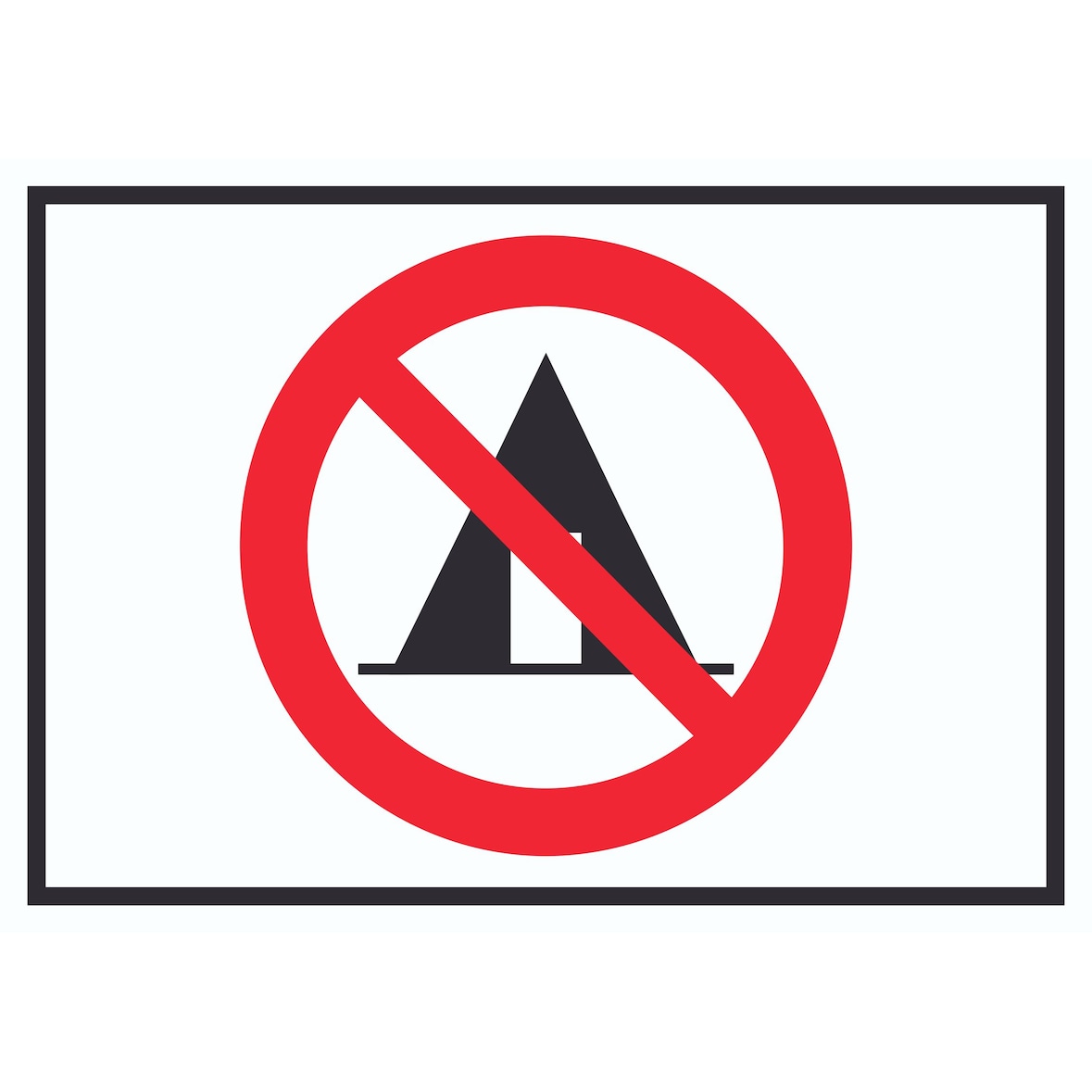 Zelten verboten Symbol Schild A2 Rückseite selbstklebend