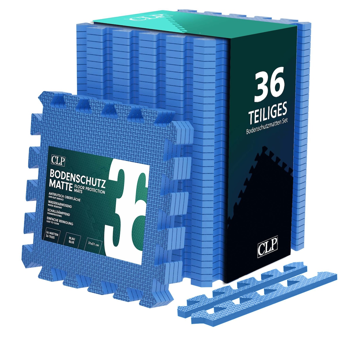 Tappetini di protezione per pavimenti 30x30 cm blu/set da 36 pezzi