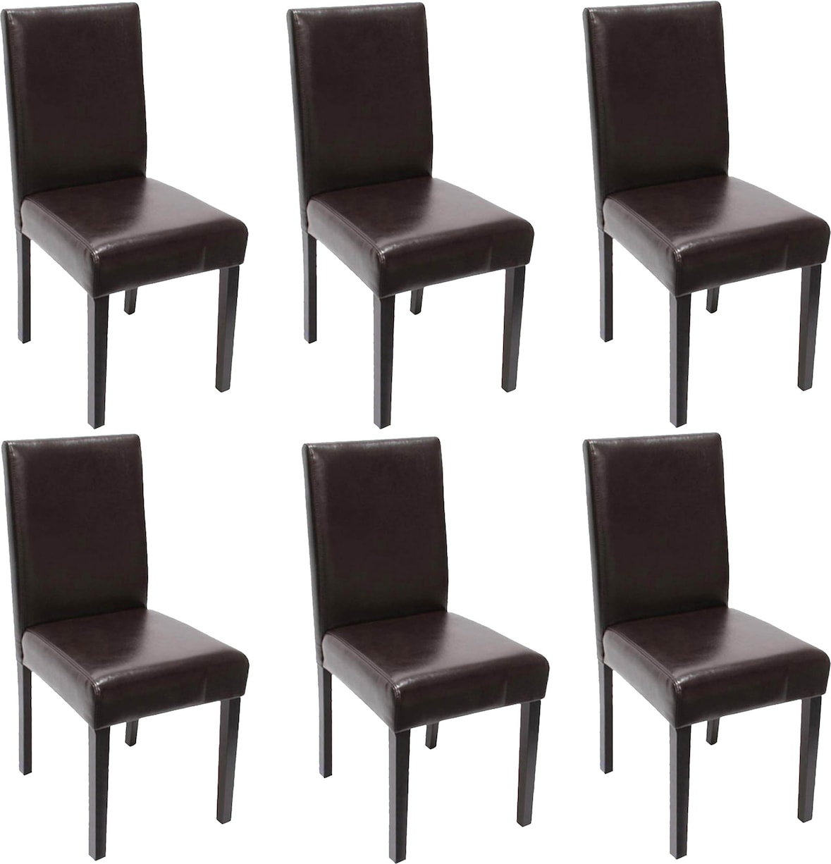 6er-Set Esszimmerstuhl Stuhl Küchenstuhl Littau ~ Kunstleder, braun, dunkle Beine