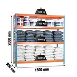 thumbnail of SimonRack Estante Industrial 2000x1500x900, 4 Prateleiras em Madeira, 600 kg por Nível, Estrutura em Aço, Azul/Laranja/Madeira - Simonforte