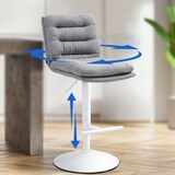 thumbnail of DELUKE® Barhocker TURIN - Grau, Stoff, Weiß | Barhocker mit Lehne Barstuhl Tresenhocker Tresenstuhl Kneipenhocker Kneipenstuhl