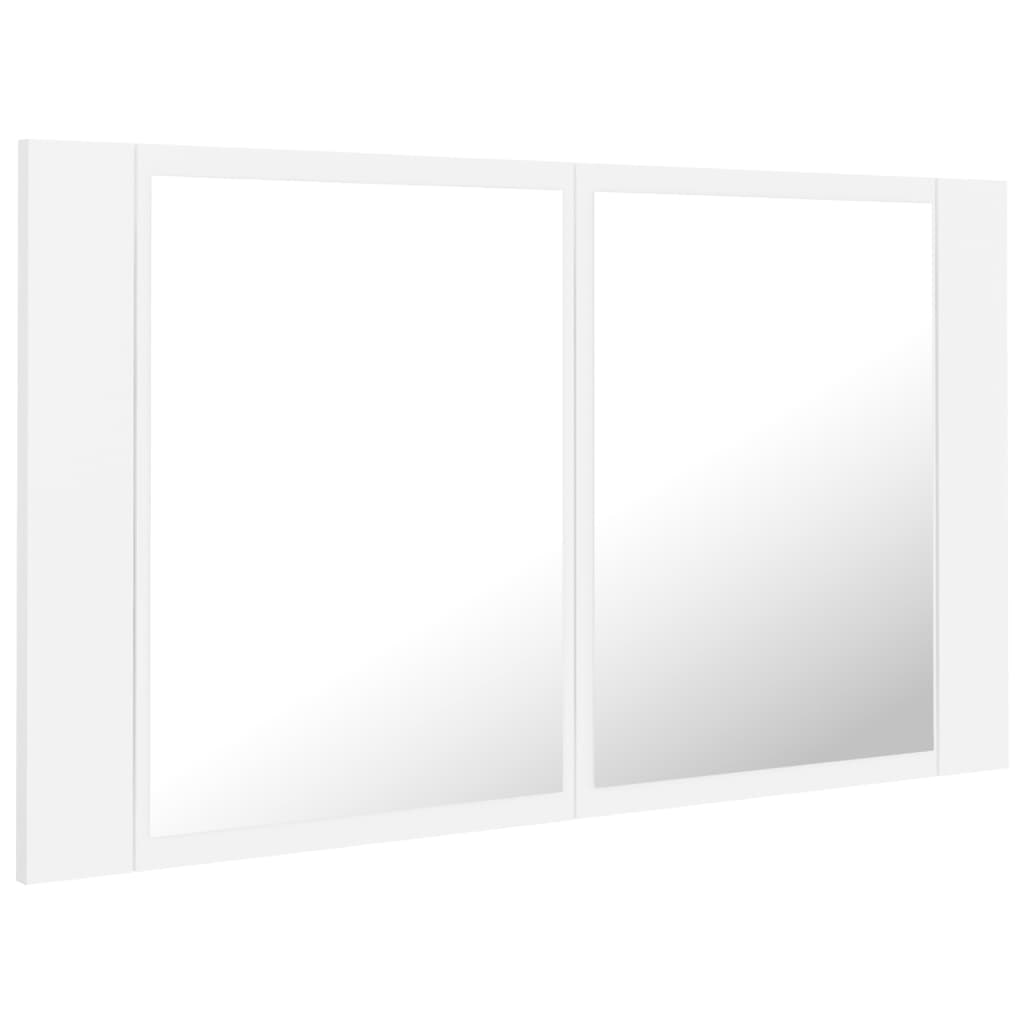 Helloshop26 - Badezimmerschrank mit LED-Spiegel 80 x 12 x 45 cm weißes Acryl 02_0006651