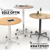 thumbnail of bümö Säulenhubtisch höhenverstellbar, Stehtisch Büro, Bistrotisch rund 80 x 80 cm - Besprechungstisch weiß, Stehtisch Holz-Platte, Säule aus Metall