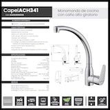 thumbnail of Torneira de Cozinha INFINITON CapelACH341 – Aço Inoxidável, Monocomando, Bica Alta 34,3 cm, Rotação 360°, Eco Design