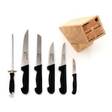 thumbnail of Juego de Cuchillos de Cocina Ultraresistentes con Soporte y Chaira Afilador (7 piezas) Royal, Forjados al Vanadio y Fabricados en Acero Inoxidable