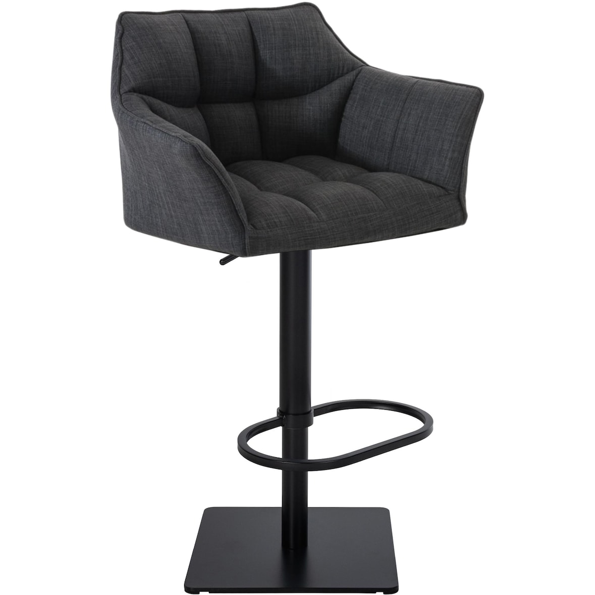 Banco de bar Damaso com revestimento em tecido cinza escuro/preto