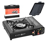 thumbnail of EVOCAMP Gaskocher 1-flammig mit Grillplatte BBQ inkl. Tragekoffer für 227g Gaskartuschen – Ideal für Kochen unterwegs