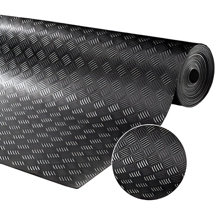 Arquiservi - Suelo en Rollo Goma Checker 4MM 1,50X10 (15M2) Suelo Industrial Resistente para talleres, garajes y comercios