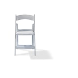 thumbnail of Chaise de mariage pliable avec galette en similicuir intégrée Blanc (Lot de 4) - Feros