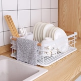 thumbnail of Home Nature Wohnkonzept Geschirrabtropfgestell Küchen Organizer Abtropfgestell Metall einlagig weiß nordisch Spülbecken Tellerhalter 43 cm