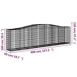 thumbnail of vidaXL Gabionen mit Hochbogen 2 Stk. 400x50x100/120cm Verzinktes Eisen