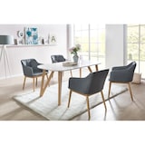 thumbnail of SalesFever Esstisch skandinavisches Design | Gestell Holz massive Eiche | Tischplatte MDF weiß lackiert | 120x80x76 cm