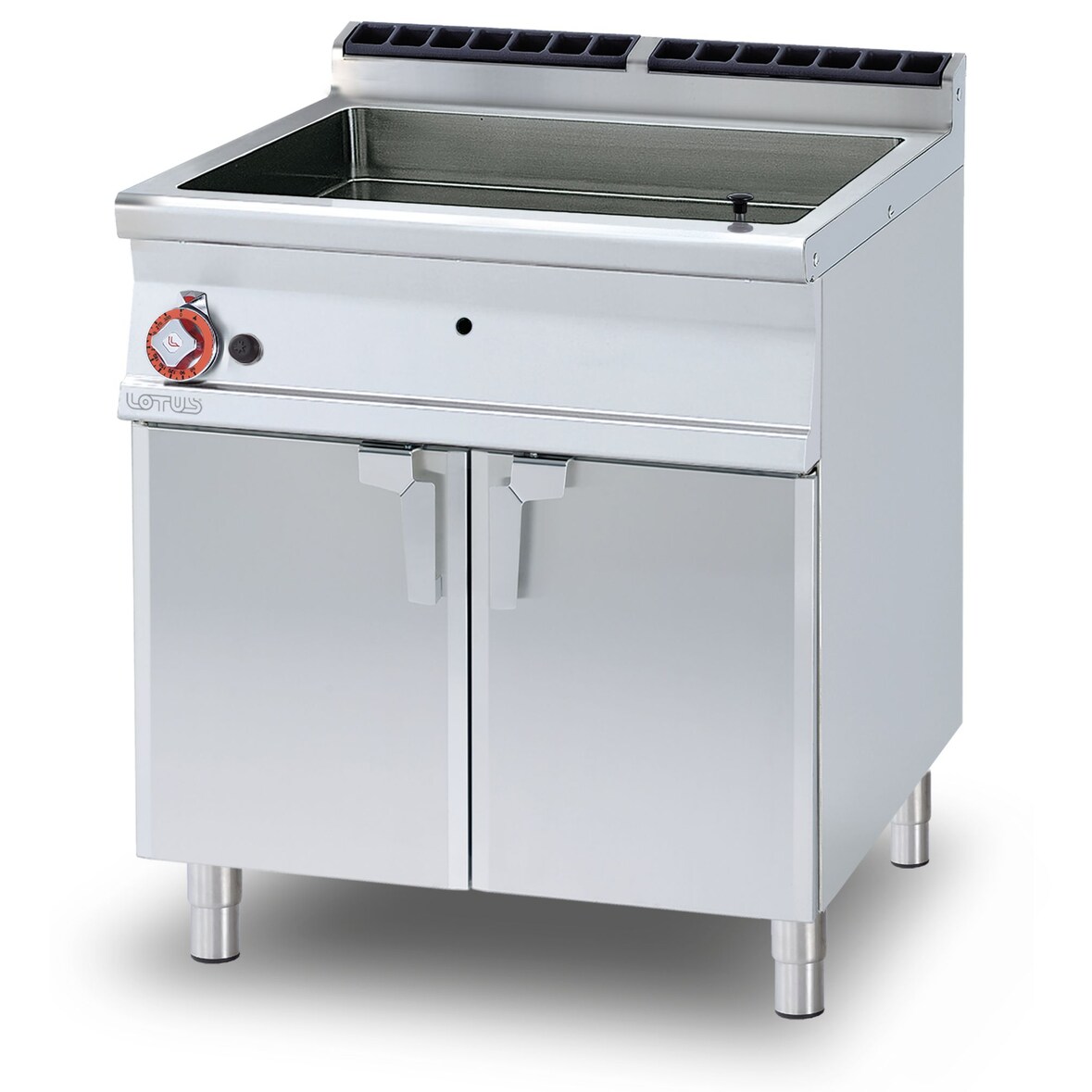 Brasiera fissa gas multifunzione. Vasca cm. 70x68x10h. Struttura in acciaio Inox. Misure 80x90 h90 cm. Modello BRF-98G