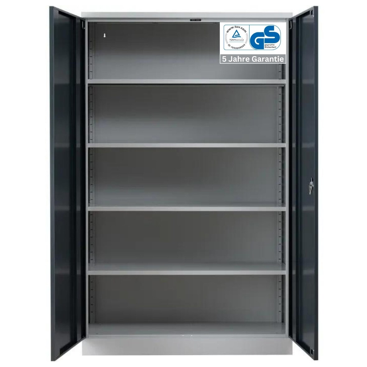 PROREGAL Stahlschrank BEE mit 9 verzinkten Fachböden | HxBxT 195x120x60cm | Grau-Anthrazit | Werkstattschrank Werkzeugschrank Aktenschrank