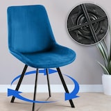 thumbnail of 2er Set Esszimmerstuhl Lewes Samt dunkelblau