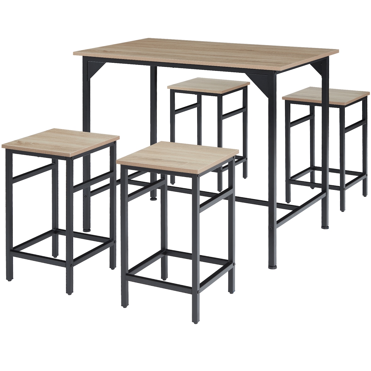 tectake Conjunto de mesa bistrô EDINBURGH  Madeira Industrial Clara, Carvalho Sonoma