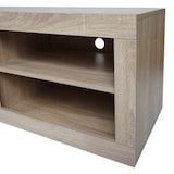 thumbnail of TV rack HWC-L33, TV board TV table lowboard TV cabinet chest of drawers, madera 43x140x41cm compartimento de almacenaje, aspecto roble, blanco