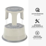 thumbnail of Rollhocker aus Stahl - Elefantenfuß - Hocker für Büro und Gewerbe - 150 kg belastbar - mit Laufrollen - TÜV geprüft / Lichtgrau