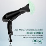 Ein schwarzer Haartrockner mit AC-Motor.
