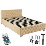 thumbnail of tectake Cama acolchoada com tiras LED e espaço de arrumação 140 x 200 cm bege