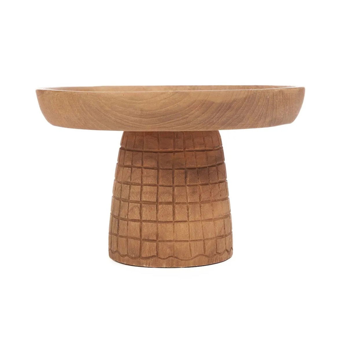 Bazar Bizar Taartplateau van teakhout 24x24x16 cm naturel