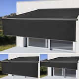 thumbnail of Elektrisch zonnescherm met volledige cassette T124, 4,5x3m oprolbaar doek ~ Polyester antraciet, grijs
