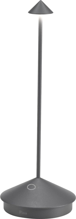 Pina Pro LED-Tischleuchte, dunkelgrau, wiederaufladbar und dimmbar, kabellos, Safran, 2200-2700-3000K, IP54, 12 Stunden Akkulaufzeit