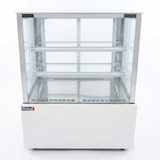 thumbnail of Romux® Vitrine Réfrigérée Pâtisserie Carrée sur Pied avec 2 Étagères Blanche 410 Litres Ventilée | Vitrine en Verre Droit