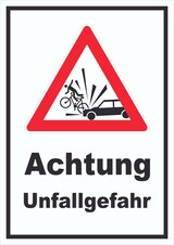 thumbnail of Auto und Fahrradfahrer Unfall Schild A1 (594x841mm)