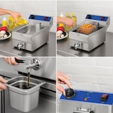 thumbnail of VERTES Friteuse Friteuse Roestvrij Staal 10L (3000W, 230V, koude zone principe, temperatuur traploos regelbaar 50-250°C, aftapkraan, frituurmand)