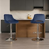 thumbnail of Banco alto Milet Veludo azul/cromo