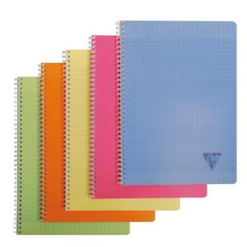 Lot de 5 Cahier Linicolor Fresh A4, 180p./90 feuilles 90 g/m² reliure intégrale, couv. polypro assortis, Séyès