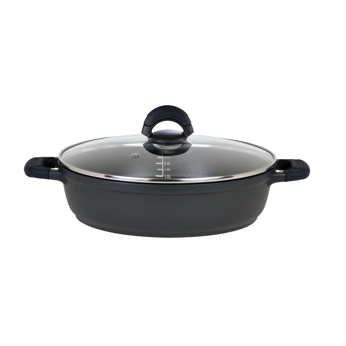 GSW Servierpfanne SilcoGuss noir 28 x 7,5cm mit Glasdeckel, induktionsgeeignet, backofengeeignet bis 180°C