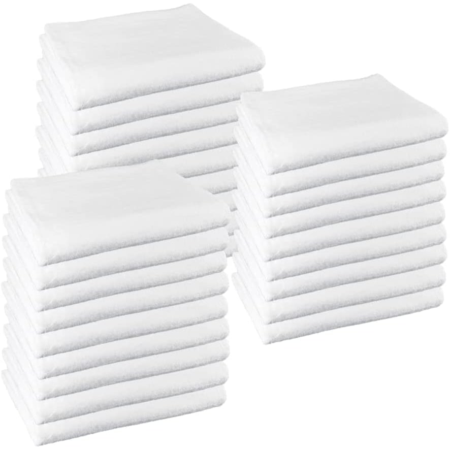 Pack de 30 toallas tocador 30x50 cm, 450 gr/m2, color blanco