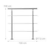 thumbnail of Relaxdays Treppengeländer Edelstahl Set, für Innen und Außen, Handlauf, 1,0 m lang, 2 Pfosten, 3 Querstreben, silber