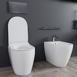 thumbnail of Coppia Sanitari Filomuro Filo Muro Filo Parete Vaso WC E Bidet Design Moderno In Ceramica Copriwater Chiusura Soft Close Rallentata Bianco Lucido