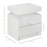 thumbnail of HOMCOM Mesa de Cabeceira com Luz LED Mesa de Cabeceira  Painel de Alto Brilho 2 Gavetas e Controlo 45x35x52 cm Branco