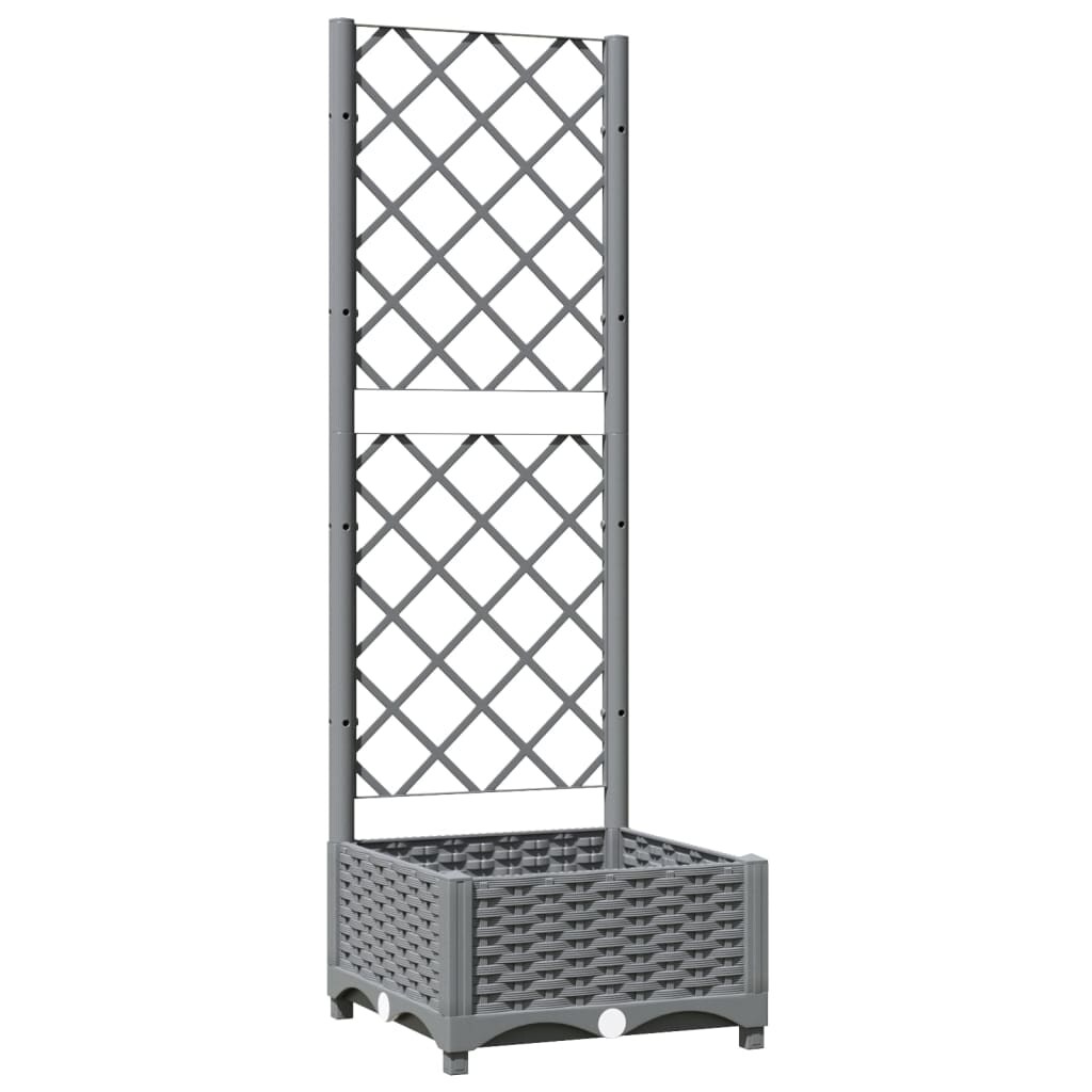 Helloshop26 - Hochbeet für Pflanzen Blumen und Terrassen mit Rankgitter hell 40 x 40 x 121,5 cm PP grau 02_0038355