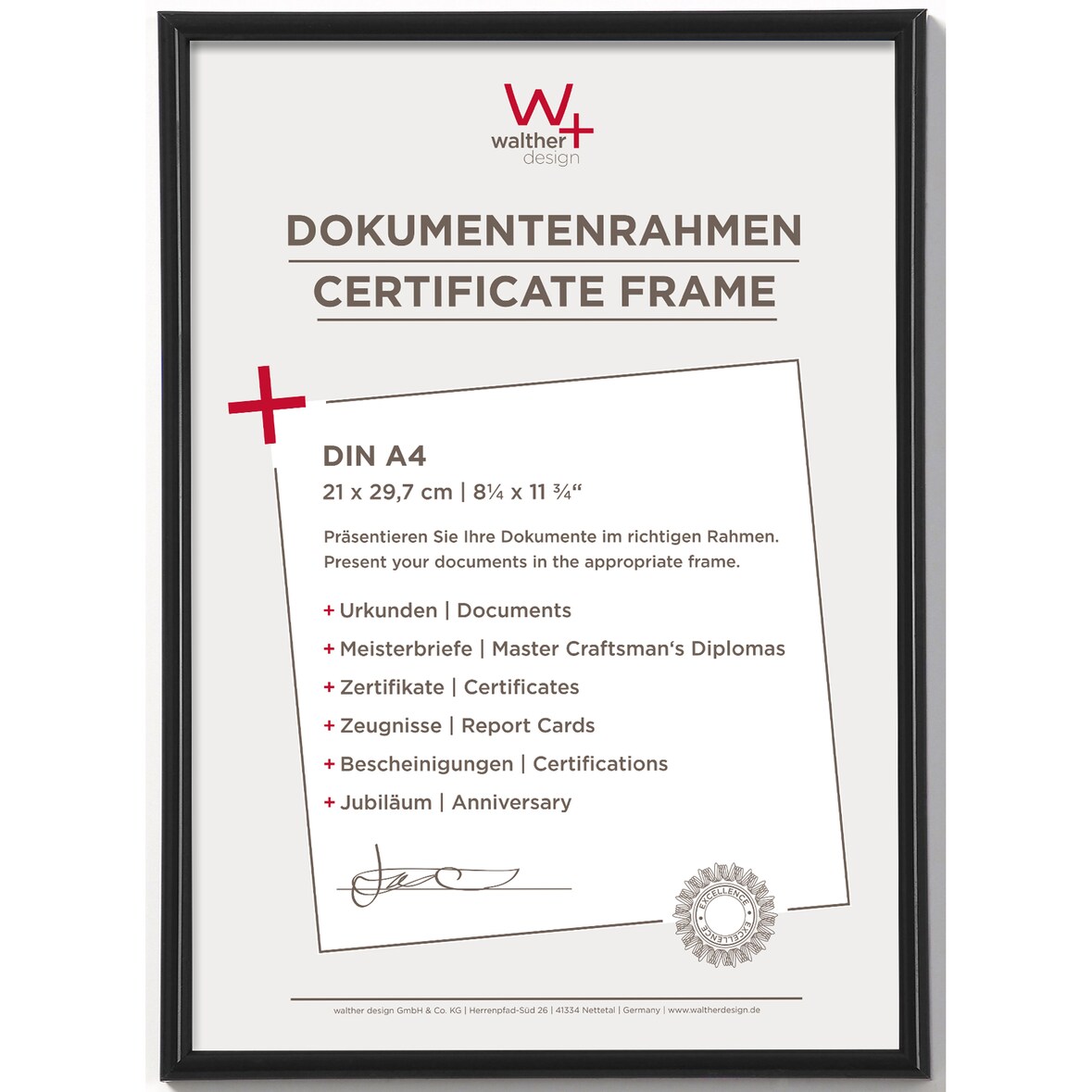 Galeria kunststof fotolijst, zwart, 21 x 29.7 cm