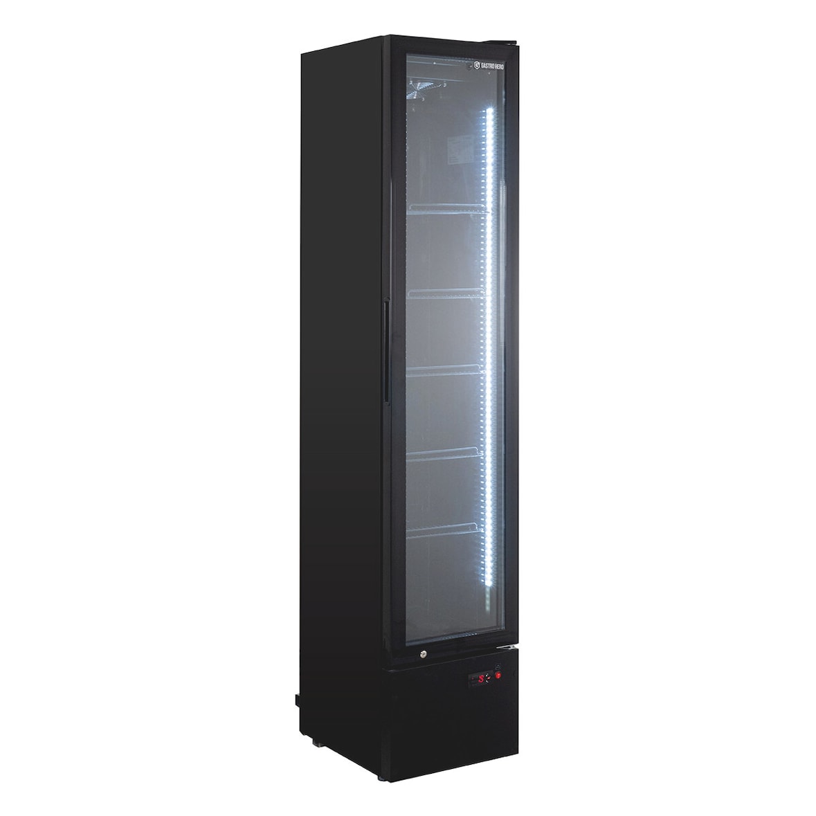 GastroHero Getränkekühlschrank GKS-160 Slim, 160 L Kühlvolumen, LED-Innenbeleuchtung, schwarz, abschließbar