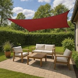 thumbnail of WellHome - Quadratische Sonnenmarkise aus burgunderrotem Polyester 3x3m, mit Metallhaken und Tragetasche