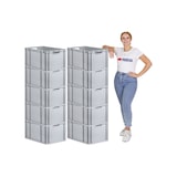 thumbnail of PROREGAL 10x Eurobox NextGen Grip mit Scharnierdeckel & schwarzen Verschlüssen | HxBxT 32x40x60cm | 65 Liter | Griffe offen | Verstärkter Boden