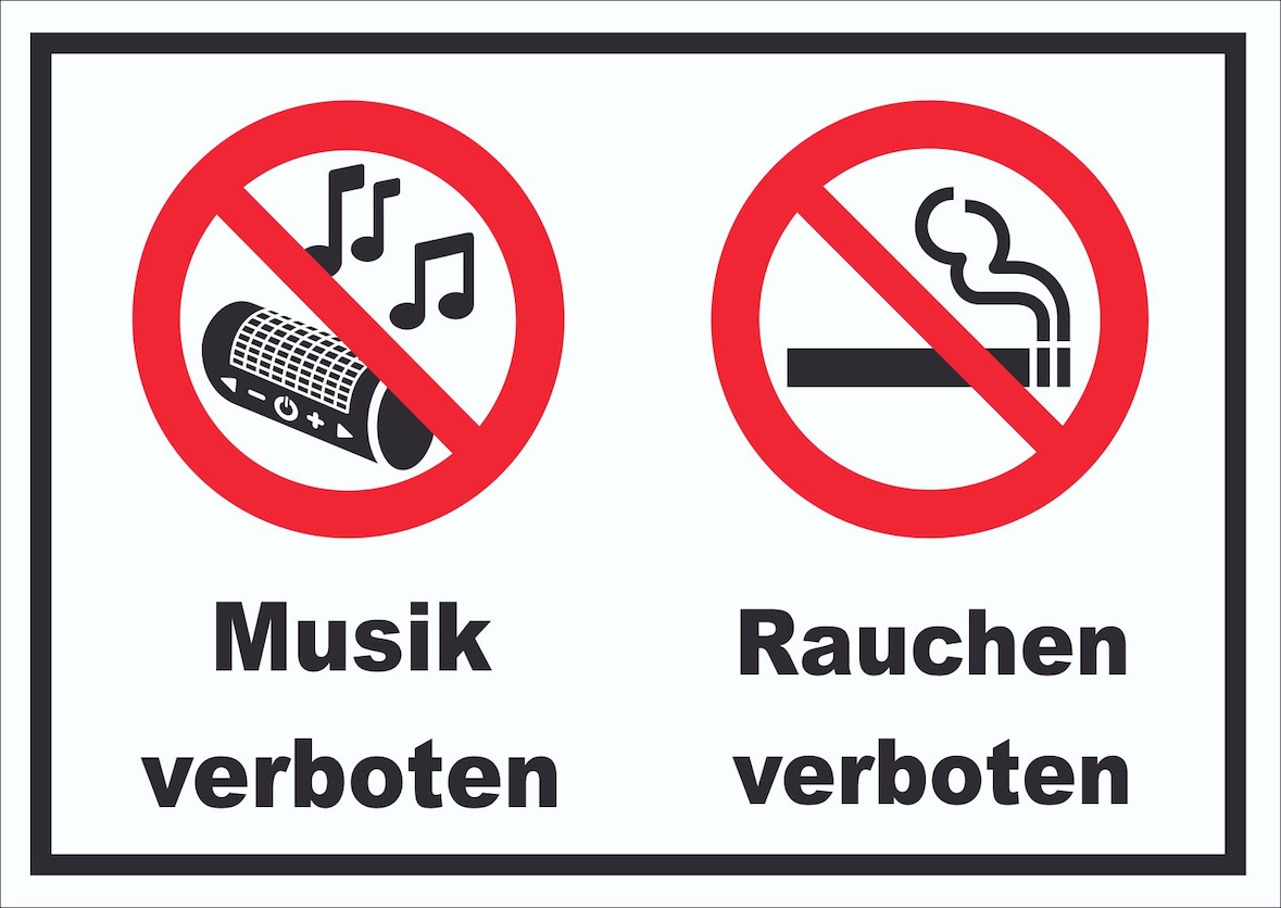 Schild Musik und Rauchen verboten A0 (841x1189mm)