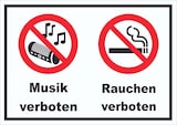 thumbnail of Schild Musik und Rauchen verboten A0 (841x1189mm)