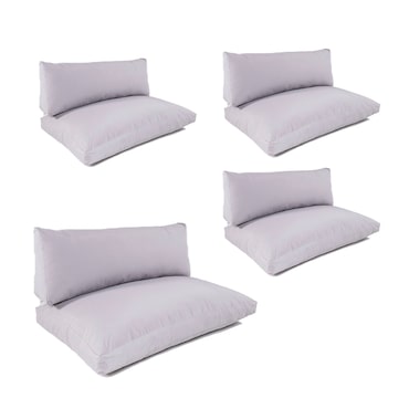 Pack 4 almofadas Palete de assento e encosto, Desdobrável, Poliéster 180 gr, Cor Pedra, 120x80x16 e 120x42x1