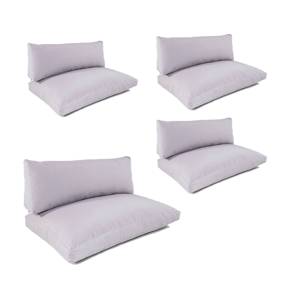 Pack 4 almofadas Palete de assento e encosto, Desdobrável, Poliéster 180 gr, Cor Pedra, 120x80x16 e 120x42x1