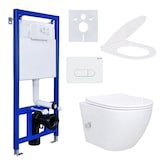 thumbnail of Spülrandloses Hänge Dusch WC Komplettset mit Taharet Kalt/-Warmwasserarmatur Softclose Sitz Drückerplatte Vorwandelement