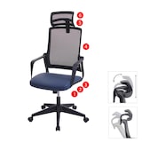 thumbnail of Sedia da ufficio HWC-J52, sedia girevole da scrivania, poggiatesta ergonomico, similpelle ~ blu-grigio